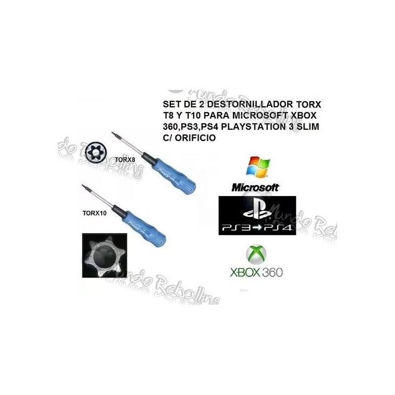 Set 2 Destornilladores Seguridad Torx T8 y T10 Xbox 360, PS4, PS4 Slim Fat Pro