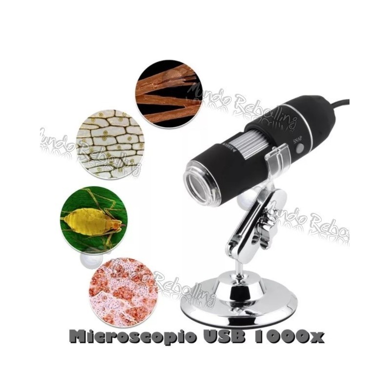 Microscopio Digital USB Modelo 1000X 2.0 MP / 8 Luces LED