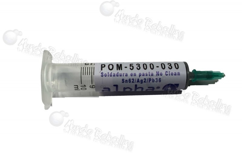 Soldadura En Pasta No Clean / Jeringa 30gr / Alpha / Sn62-Ag2-Pb36