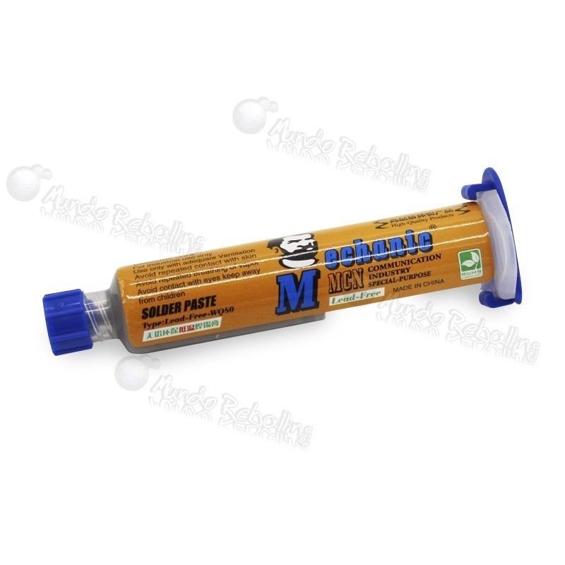 Soldadura en pasta Mechanic WQ-80 / Bajo punto fusión / Sn42-Bi58 / Libre de Plomo / 40 gr.