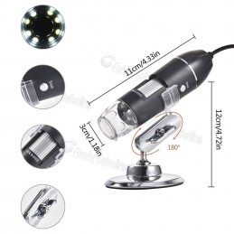 Microscopio USB 1600X + Adaptadores Micro USB y USB tipo C  / 8 Luces Led