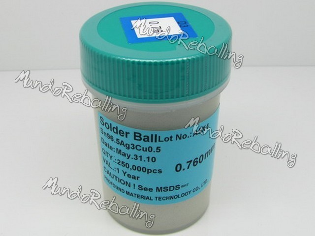 Bolas de Soldadura 0,76mm (Estano 96,5% / Plata 3% / Cobre 0,5%) *