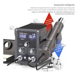 Estación de soldar cautin y aire caliente baku 898A+