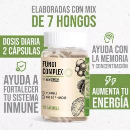 Newpharma Fungi Complex 60 cápsulas veganas con 7 hongos funcionales para energía, enfoque mental y bienestar general