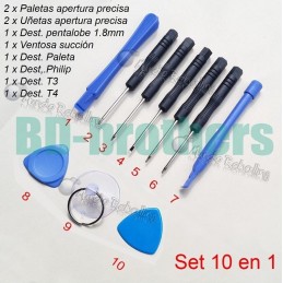 10 in 1 Kit de Herramientas para Reparacion de iPhone HTC Nokia Samsung LG Mot